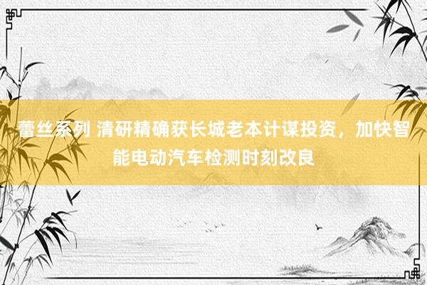 蕾丝系列 清研精确获长城老本计谋投资，加快智能电动汽车检测时刻改良