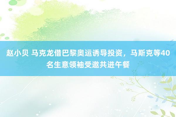 赵小贝 马克龙借巴黎奥运诱导投资，马斯克等40名生意领袖受邀共进午餐