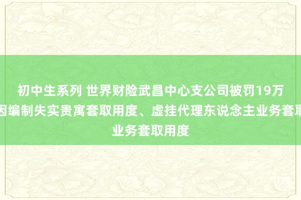 初中生系列 世界财险武昌中心支公司被罚19万元：因编制失实贵寓套取用度、虚挂代理东说念主业务套取用度