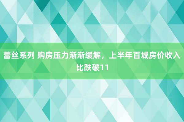 蕾丝系列 购房压力渐渐缓解，上半年百城房价收入比跌破11