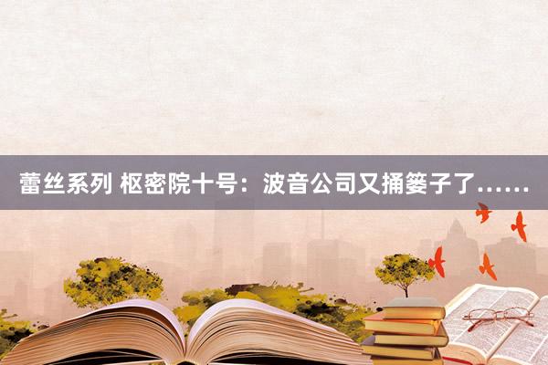 蕾丝系列 枢密院十号：波音公司又捅篓子了……