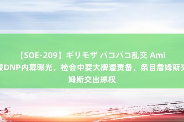 【SOE-209】ギリモザ バコバコ乱交 Ami 塔图姆被DNP内幕曝光，检会中耍大牌遭责备，条目詹姆斯交出球权