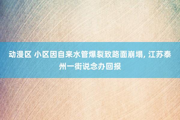 动漫区 小区因自来水管爆裂致路面崩塌， 江苏泰州一街说念办回报