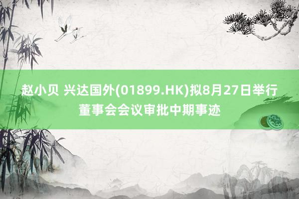 赵小贝 兴达国外(01899.HK)拟8月27日举行董事会会议审批中期事迹