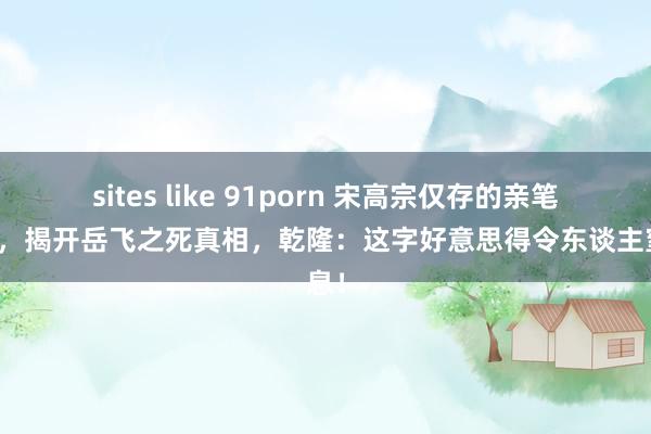 sites like 91porn 宋高宗仅存的亲笔密诏，揭开岳飞之死真相，乾隆：这字好意思得令东谈主窒息！