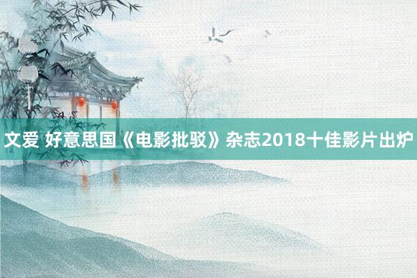 文爱 好意思国《电影批驳》杂志2018十佳影片出炉