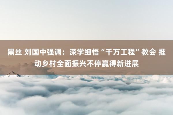 黑丝 刘国中强调：深学细悟“千万工程”教会 推动乡村全面振兴不停赢得新进展